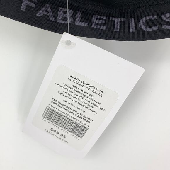 Fabletics Mandy Seamless Tank Top Womens Sz XL Black T-Back NEW - Picture 3 of 5